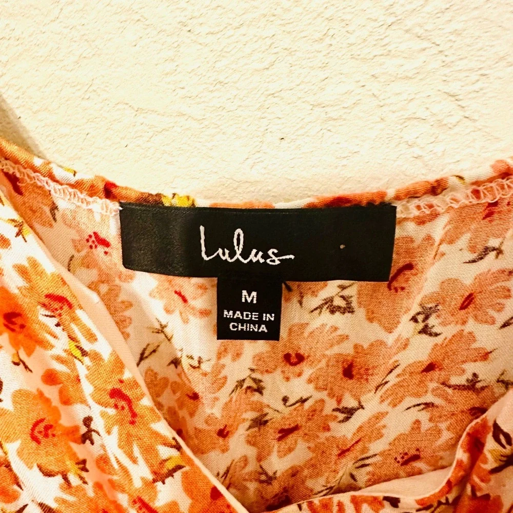 Lulu's Vibrant Orange Floral Maxi Dress Medium EUC - Picture 3 of 6
